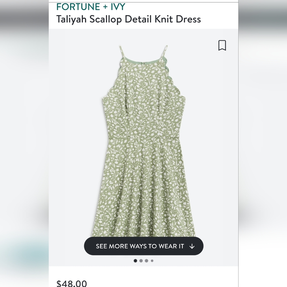 New Green Scallop Knit Dress Sleeveless Fortune + Ivy Women's Size XXL - Picture 2 of 6